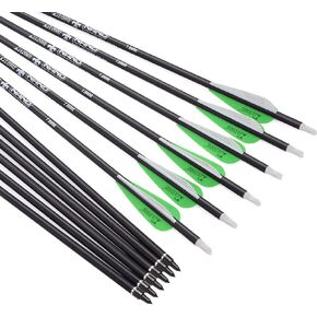 Archery Bow Carbon Arrow Hunting Target Practice Arrows 26 28 30 Inch with Removable Tips for Compound & Recurve Bow Spine 500 6PCS 12PCS Pack