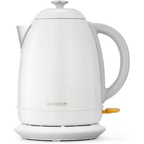 BUYDEEM K640 Stainless Steel Electric Tea Kettle with Auto Shut-Off and Boil Dry Protection, 1.7 Liter Cordless Hot Water Boiler with Swivel Base, 1440W, Mellow Yellow