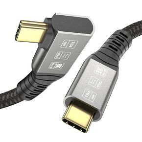 USB C for Thunderbolt 4 Cable 6.6ft 40Gbps, Right Angle USB4 Braided Cable 90 Degree, 8K Display, 100W Charging, Compatible with Thunderbolt 4/3 USB4/3, for MacBook Pro External SSD eGPU