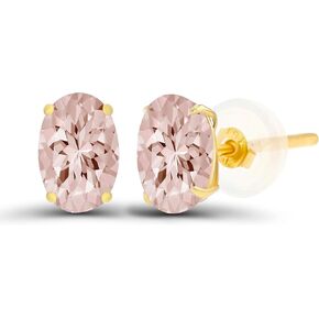 Solid 14K Gold 6x4mm Oval Genuine Birthstone Stud Earrings For Women | Hypoallergenic Studs | Natural or Created Gemstone Stud Earrings For Women and Girls