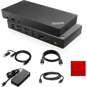 40AF0135US Lenovo Docking Station Hybrid USB-C with USB-A - 1 Year Warranty - Lenovo ThinkPad Dock USB C with 135W AC Adapter, HDMI & DisplayPort Cable - Thinkpad Docking Station Dual Monitor