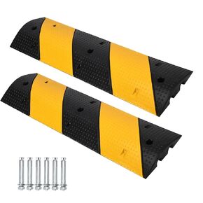 3.3 Ft Rubber Speed Bump, 2 Pack 2 Channel Modular Heavy Duty Speed Bumps Humps 25000 lbs Load Capacity, Cable Protector Ramp for Asphalt Concrete Gravel Driveway Road