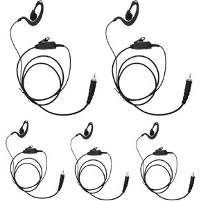 G Shape Earhook Two Way Radio Earpiece Ptt Mic Headset Walkie Talkie Headphone Compatible with Motorola clp1010e clp1080e clp 1010e 1080e(Black,Wired,5Pack)