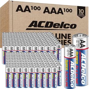 ACDelco AA and AAA 200-Count Combo Pack Super Alkaline Batteries, 100-Count Each, 10-Year Shelf Life, Reclosable Packaging