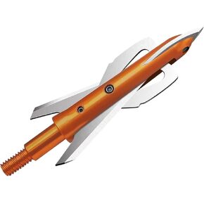 Broadhead 100 Grain 6-Pack Mechanical Broadheads 2-Blade Hunting Arrow Head Machined Aircraft Aluminum Ferrule.035" Blades, 2" Cutting Diameter