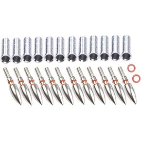 Archery 100 Grain Field 19/64" Arrow Points Tips Target and Aluminum Inserts for Compound Recurve Bow Hunting 12Set