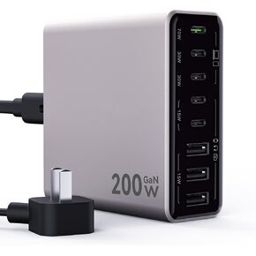 USB C Charging Stations, 160W 8 Ports GaN Fast Wall Chargers Block with Single 70W Dual 30W, PD QC PPS, 65W Laptop Adapter for MacBook Pro/Air, iPad, iPhone, Dell XPS, Samsung Galaxy, Titanium Gray
