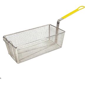 Winco FB-40 Fry Basket with Yellow Handle Medium, 17" x 8.5" x 6"