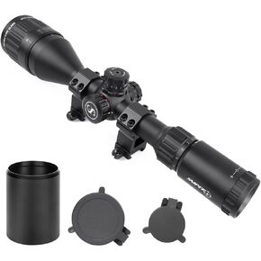 نطاق البندقية FSI 4-16x50 / 6-24x50 مع تعديل AO الأمامي، شبكاني مضيء باللون الأحمر/الأزرق/الأخضر مع حلقات نطاق Picatinny