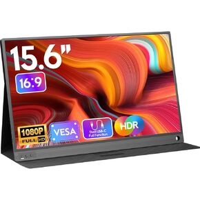 ZSCMALLS Portable Monitor, 15.6" 1080P Laptop Extended Monitor, 1000:1 100% sRGB USB-C HDMI Portable Monitor for Laptop HDR Travel Monitor with Speakers & Smart for Laptop PS5/4 Xbox Switch