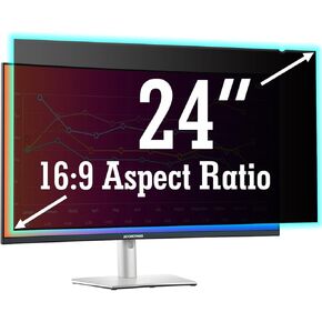 24 Inch Privacy Screen Filter for Computer Widescreen 16:9 Monitor - Privacy Shield, Anti-Glare and Blue Light Blocking Protector