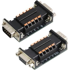 2pcs DB9 Male to Female Screwless Spring Terminal Breakout Board, RS232 D-SUB Serial to 9pin Port Terminal Gender Changer Connector