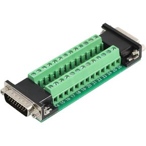 DB26 Male to Female Connector Breakout Board for Serial Applications, RS232 D-SUB Serial to 26pin Port Terminal Gender Changer Connector