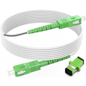 (100ft/30m) SC/APC Fiber Optic Internet Cable, SC/APC to SC/APC Armored Fiber Patch Cable, OS2 Single Mode Fiber Optical Patch Cord, Simplex - 9/125um, LSZH White 𝙍𝙖𝙢𝙗𝙤𝘾𝙖𝙗𝙡𝙚𝙨