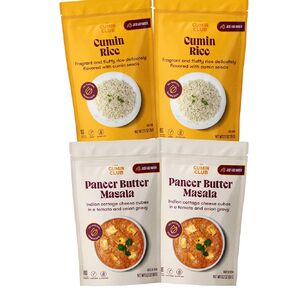 Cumin Club Camping Indian Meals Kit - Cumin Rice -2 pkts & Paneer Butter Masala - 2pkts -Authentic Flavors for Outdoor Adventures - Effortless Cooking with Natural Ingredients -Ready to Eat & Easy Prep (Pack of 4)