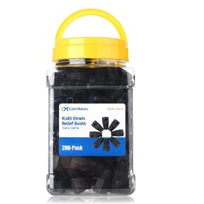 Cable Matters 200-Pack Cat6 / Cat5e RJ45 Strain Relief Boots, RJ45 Boot, Cat6 Boot, CAT6 Ethernet Boots in Black, Fits 6.4mm (0.25 in) Ethernet Cables