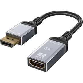 8K Active Displayport to HDMI Adapter, DP 1.4 (Source) to HDMI 2.1(Monitor) Adapters Male to Female Support 8K 30HZ 4K 120HZ Ultra Resolution for Dell, Lenovo, NVIDIA, AMD & More