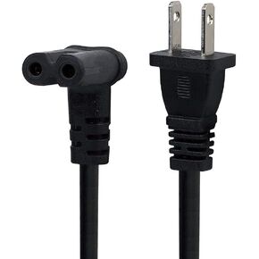 TV Power Cord 6-Feet US 2 Prong to IEC 320 C7(Figure 8) Right Angle-Down Angle AC Power Cord, Upward Downward Angled Figure 8 (C7) Replacement Cord