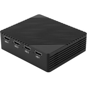 Maksedfish 4-Channel Video Capture Card Compatible with HDMI, Quad Inputs Up to 1080P 60FPS with Thunderbolt 3/4 USB4 Output for Live Streaming of Gaming, Medical, Conferences Live Broadcast