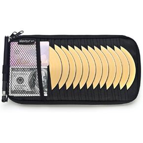 alavisxf xx Car CD Holder, DVD Vehicle Visor Storage Orangizer, Large Capacity CD Visor Case with 12 Sleeves, 1 Mesh Pocket, 1 Pen Holder, 1 Back Inner Pocket (Black)