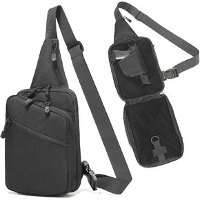 Sling Bag for Men, Small Gun Backpack Chest Daypack EDC Shoulder Bag Crossbody CCW Range Bags Concealed Carry of Handgun Black