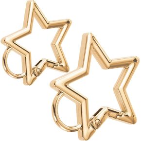 2 PCS Star Carabiner, 2 Sizes Zinc Alloy Star Shaped Keychain Clips Heavy Duty, Cool Carabiner Clip Accessories for Camping, Hiking, Fishing