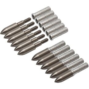 Archery 125 Grain Screw-in Field Points 19/64″ Arrow Tips and 6.2mm/.244" Aluminum Inserts for Arrow Shafts Hunting Bow Target Shooting (12PCS)