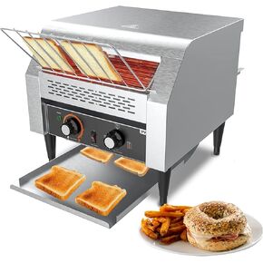 PYY Commercial Conveyor Toaster - 300 Slices/Hour Restaurant Toaster for Bun Bagel Bread, Heavy Duty Stainless Steel Conveyor Toaster, 1900W, 110V