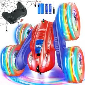 Remote Control Car, RC Cars with Headlights Double-Sided Driving 360° Flips Rotating for Kids Ages 4-7 8-12 Year Old, RC Stunt Car Toys for Boys and Girls Gift Blue