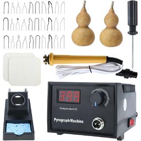 Toolly 110V 60W Professional Wood Burning Kit, Pyrography Machine with 2 Woodburners for Wood Burning Pyrography with 23 Wire Nibs Tips Including Ball Tips