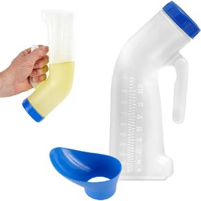 Unisex Urinal Bottle (1 Pack) - Portable Urinal for Women & Men - Female Urinal with Lid - 32 Oz Female Urination Device - Women Pee Funnel Cup for Emergency, Travel, Car & Camping - Stock Your Home