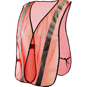 MAGID CRV4430 Orange Non-ANSI Compliant Polyester Wide Mesh Vent Hi-Viz Reflective Vest