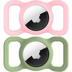 AirTag Dog Collar Holder [2 Pack] - Durable Apple AirTag Holder Secure Lock for GPS Tracking, Anti-Slip Waterproof Pet Collar Accessories (Black&White)
