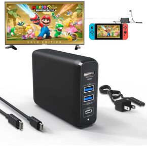Dock Station for Nintendo Switch with 65W Power Supply,Portable Docking Station for Tv with USB C 3.1 Cable,60W Fast Charging,HDMI HD Screen Casting,TF/SD Card Reader.