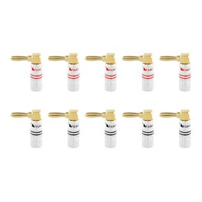 Nakamichi Excel Series 24k Gold Plated Right Angle Banana Plug 12-18 AWG Gauge Size 4mm for Speakers Amplifier Hi-Fi AV Stereo Home Theatre Audio Wire Cable Screw Connector, 12 Pcs (6-Pairs)