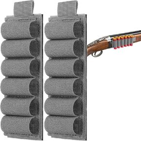 FRTKK 2 Pack Tactical Shotgun Shell Holder Buttstock Holder for Rifles, Molle Cartridge Shotgun Ammo Carrier for 12/20 Gauge