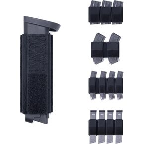 Magazine Holder Insert Pouch Elastic Holster for 5.56/5.45/7.62/9mm/.45 SMG Mag with Hook & Loop Fastener for Tactical Chest Rig Range Bag Gun Safe Door Organizer