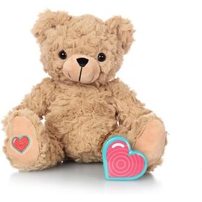 MBHB Digital Voice Recorder Stuffed Animal Bear w/20 Second Recorder, Capture Baby's Heartbeat During Pregnancy + Ultrasound for Baby Showers, Registry, Birthdays, New Mom Gift, Lil Tan