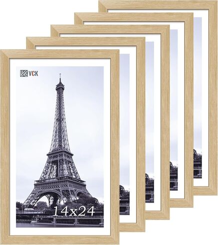 VCK 11x17 Picture Frame 5 Pack, Brown Solid Wood Poster Frame with Exclusive Wood Grain, Wall Mounting Hanging in Kuwait