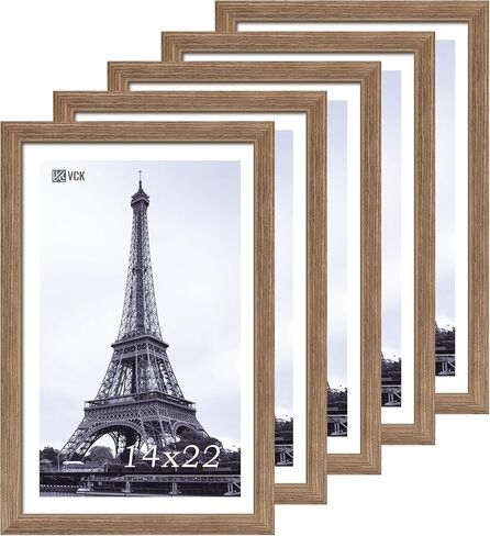 VCK 11x17 Picture Frame 5 Pack, Brown Solid Wood Poster Frame with Exclusive Wood Grain, Wall Mounting Hanging in Kuwait