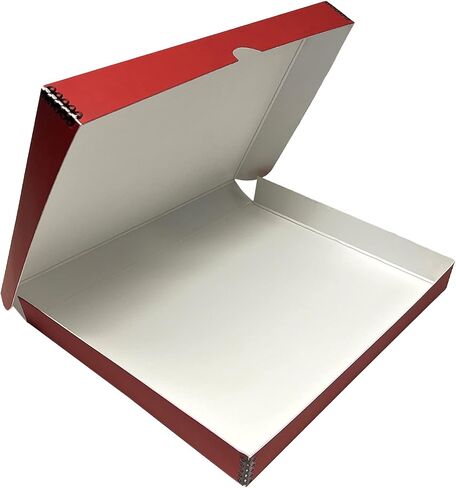 Lineco Folio Storage Box, Faux Leather Cover, Clamshell Design, 9.5x12.5x1.75 Inches, Archival Boxboard, Preserve Photos, Cards, Magazines, Documents, Art, Ephemera, Family Records, Red, Pack of 1 in Kuwait