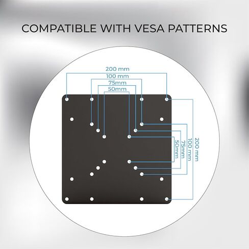 HumanCentric VESA Mount Adapter Plate for TV Mounts, Convert 75x75 and 100x100 to 200x200 mm VESA Patterns, Includes Hardware Kit, VESA Conversion Plate for 200x200 VESA Mount, VESA Adapter in Saudi Arabia