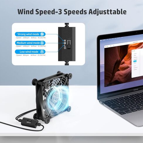 مروحة ELUTNEG 120 مم مع 3 سرعات تبديل 5 فولت مروحة USB محمولة 1500 دورة في الدقيقة تعمل بالطاقة USB مراوح تبريد للمنزل والمكتب ومروحة كمبيوتر للكمبيوتر اللوحي وجهاز استقبال التلفزيون وجهاز التوجيه DVR Playstation Computer in Kuwait