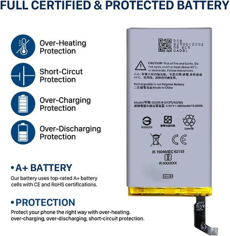 بطارية SHENMZ Pixel 4، بطارية بديلة لجهاز Google Pixel 4 موديل G020M، G020I، GA01188، GA01187، GA01189، GA01191 مع مجموعة أدوات الإصلاح in Kuwait