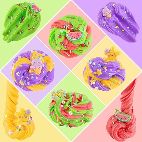 LAWOHO Big Butter Slime Kit, Includes 18 x 60ml Butter Slime & 36 Packs Slime Add Ins, Slime for Kids Party Favors, Non Stick Scented Slime Kit, Slime Toys Birthday Halloween Christmas Easter Gifts in Kuwait