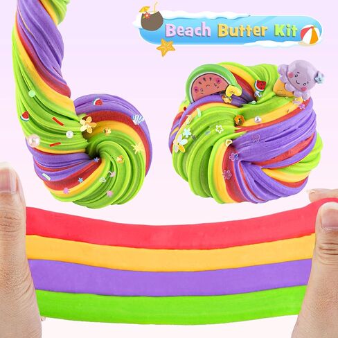 LAWOHO Big Butter Slime Kit, Includes 18 x 60ml Butter Slime & 36 Packs Slime Add Ins, Slime for Kids Party Favors, Non Stick Scented Slime Kit, Slime Toys Birthday Halloween Christmas Easter Gifts in Kuwait