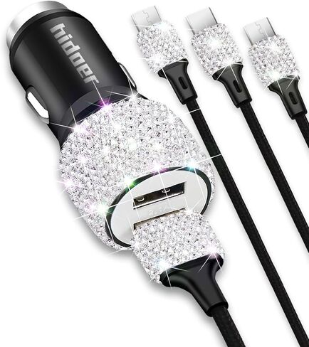 Bling Car Charger,Cigarette Lighter USB Charger,Car Accessories for Women in Saudi Arabia