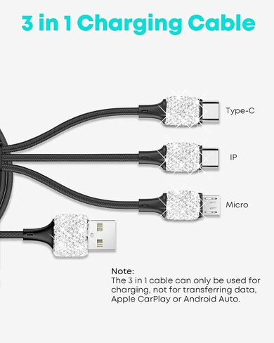 Bling Car Charger,Cigarette Lighter USB Charger,Car Accessories for Women in Saudi Arabia