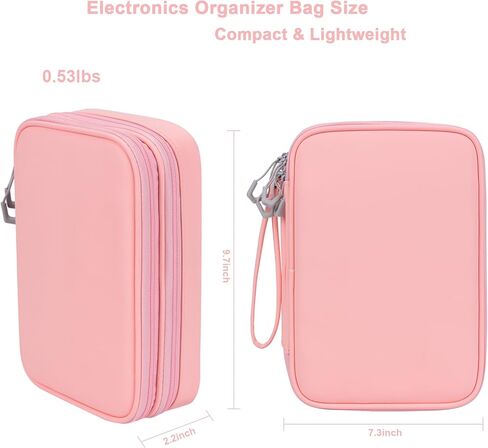 DDgro Electronics OrganizerTravel Storage Case for Cables/Cords/Charger/Hard Drive, Tech Accessories Pouch Bag (Dark Gray, 2 Layers-L) in Kuwait