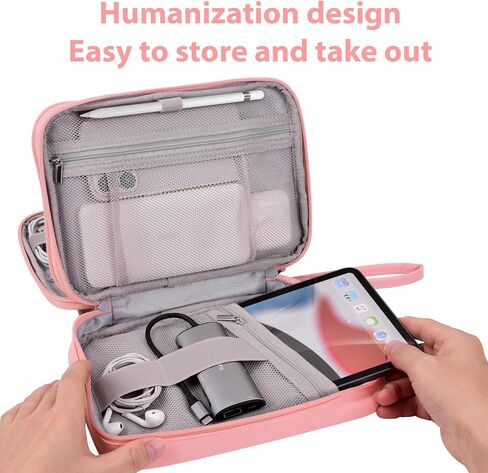 DDgro Electronics OrganizerTravel Storage Case for Cables/Cords/Charger/Hard Drive, Tech Accessories Pouch Bag (Dark Gray, 2 Layers-L) in Kuwait